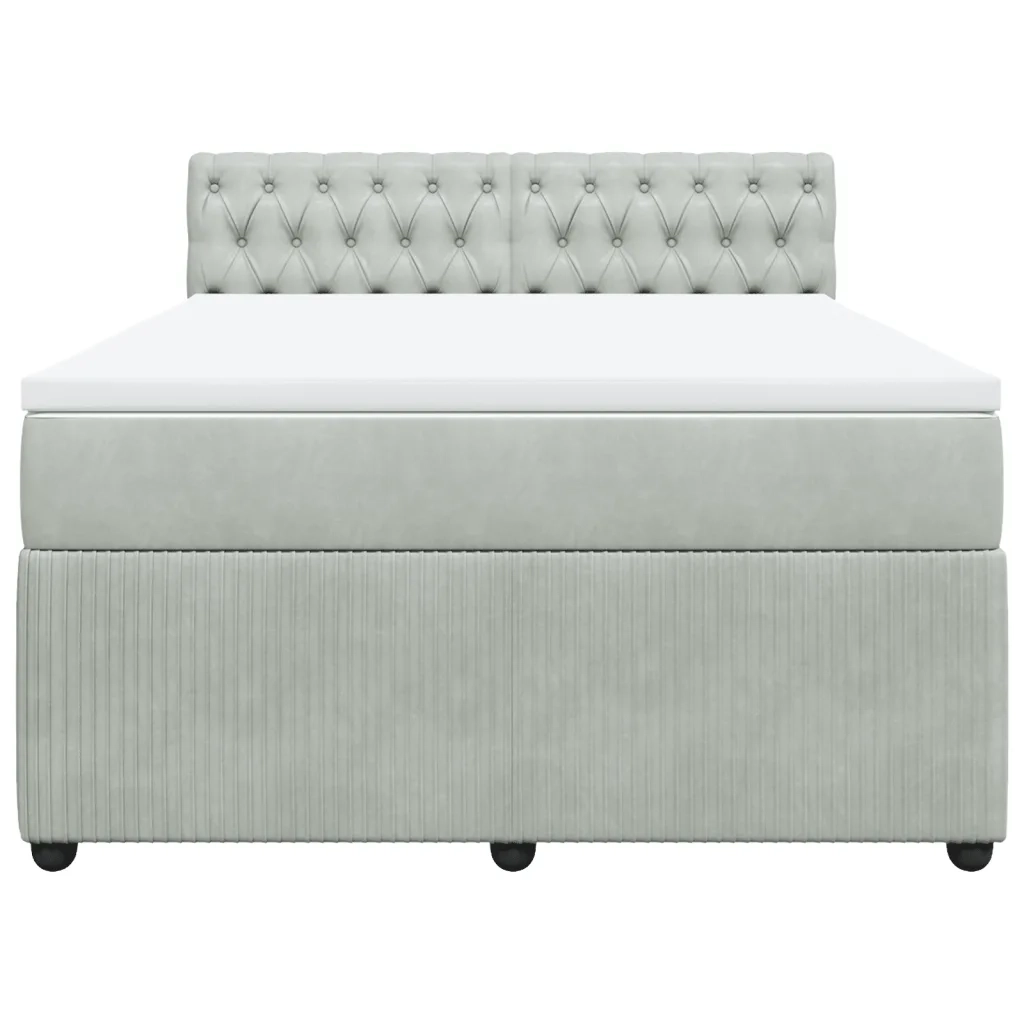 Giroletto a Molle con Materasso Grigio Chiaro 140x200cm Velluto 3287764