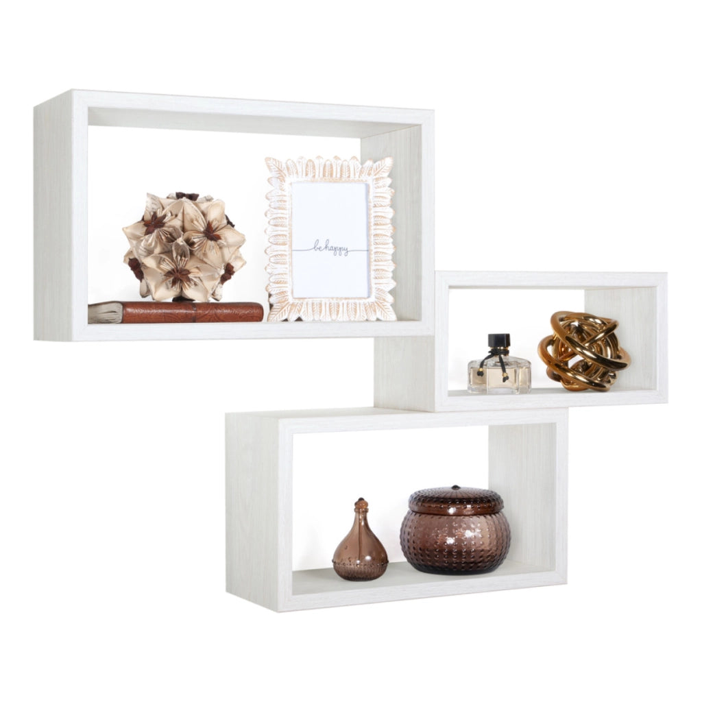 Set di 3 Mensole da Muro Modello TRITTCO. Misure 15.5x45.0x27.0 cm. fInitura  ROV. SBIANCATO - MADE IN ITALY