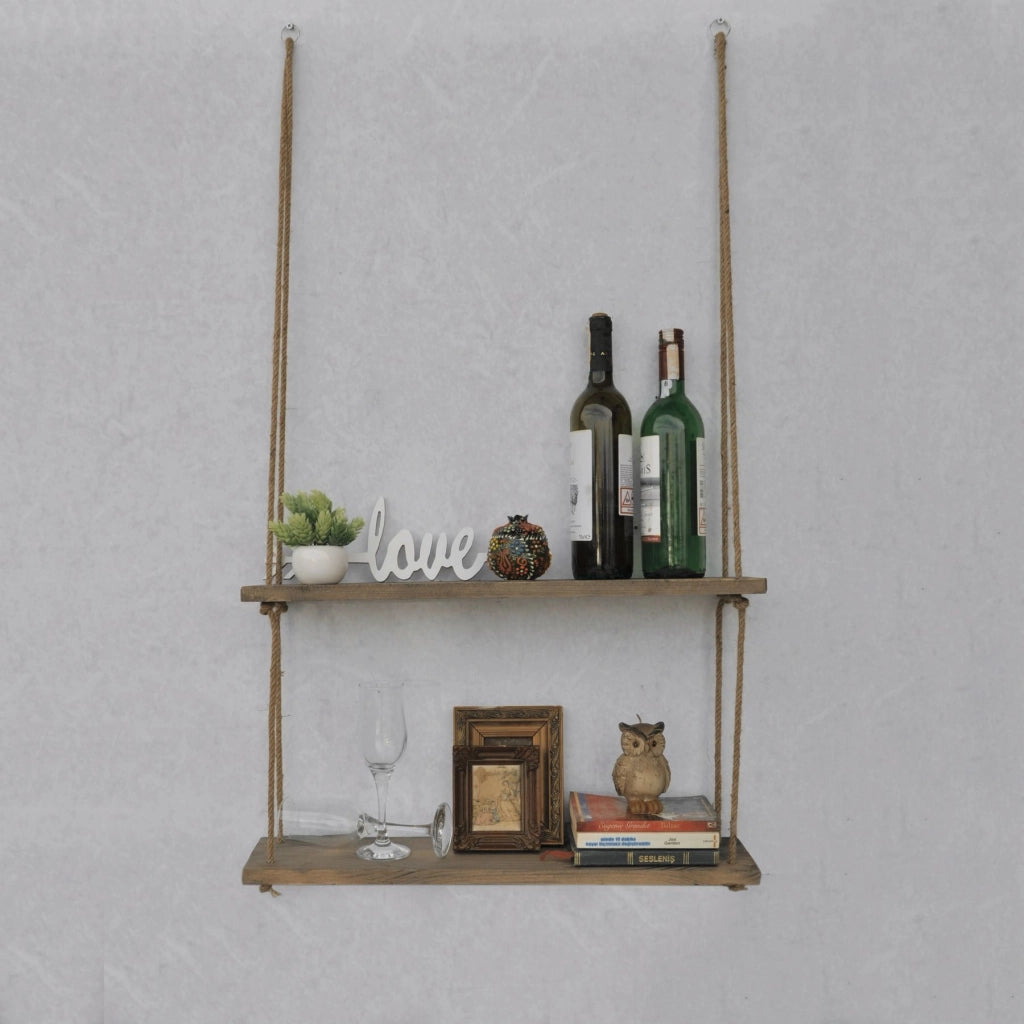 Origgio, Mensola 2 Ripiani, 60x14x60h cm Marrone Noce