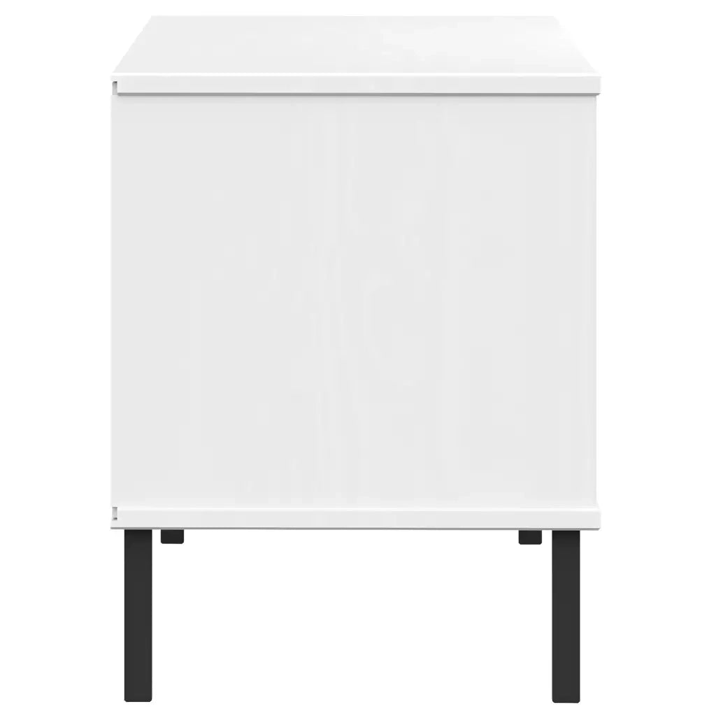 Scarpiera | Mobile per scarpe Gambe Metallo Bianco 106x35x45cm Legno Massello OSLO