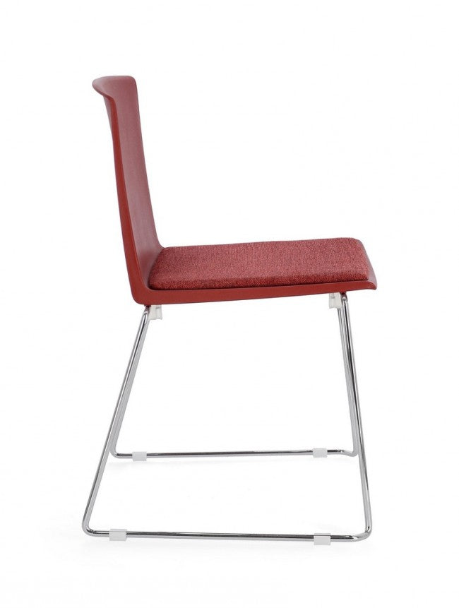 Set 4 Sedie 43,5x50x79 cm Giulia in Poliestere Cromo e Rosso