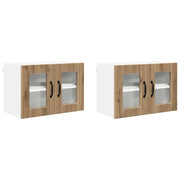 Pensile da cucina | Mobile in vetro da parete PORTO 2 pz Rovere artigianale