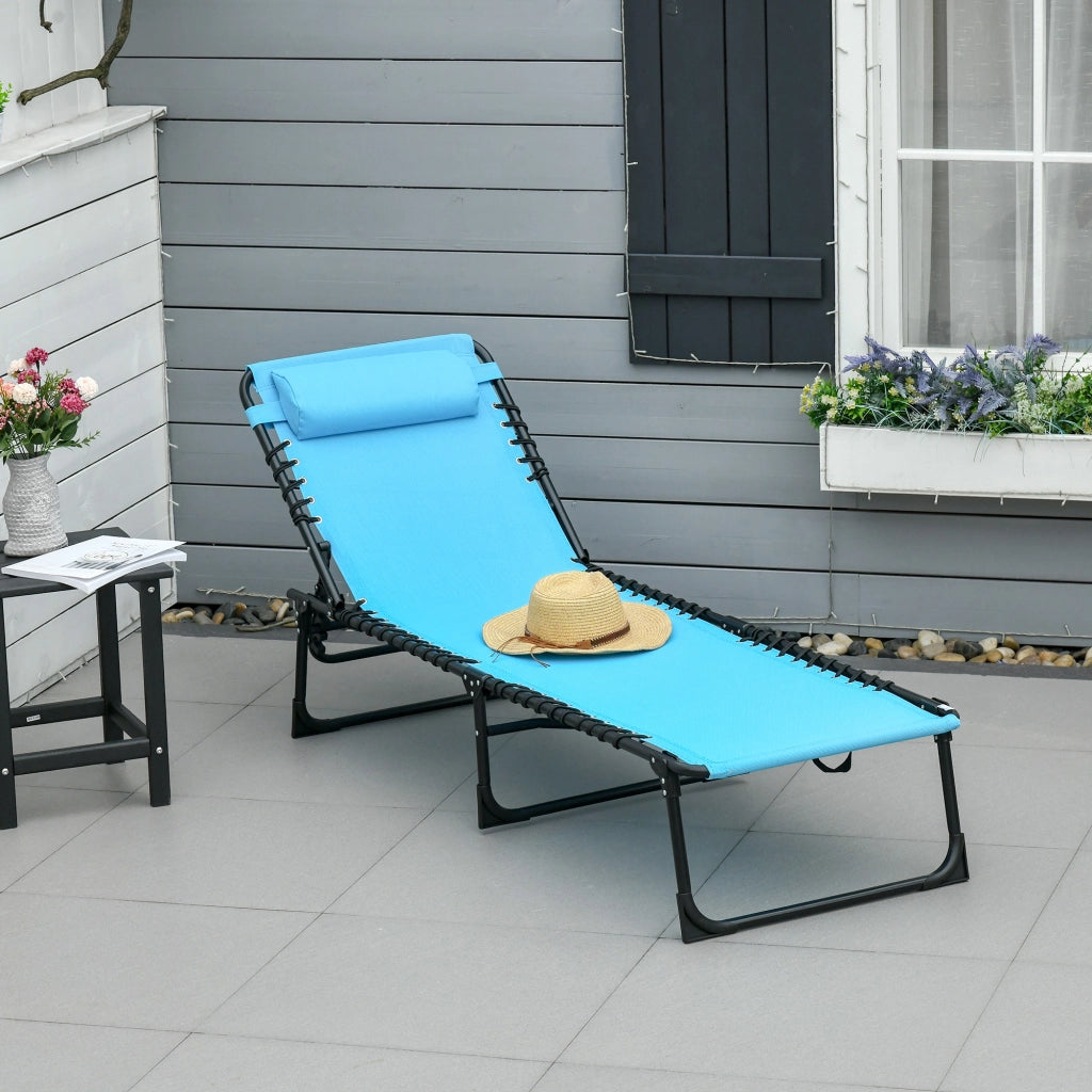 Sdraio pieghevole tessuto traspirante telaio in metallo 189×58×30cm blu