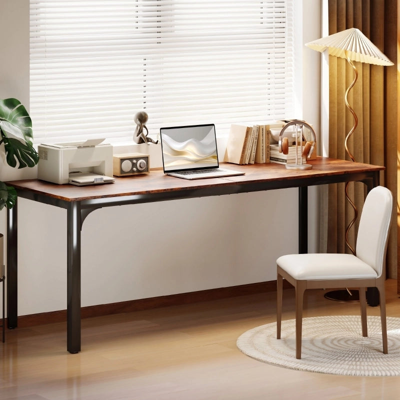 Scrivania da ufficio in stile industriale, piano ampio 200x60x75 cm, marrone rustico