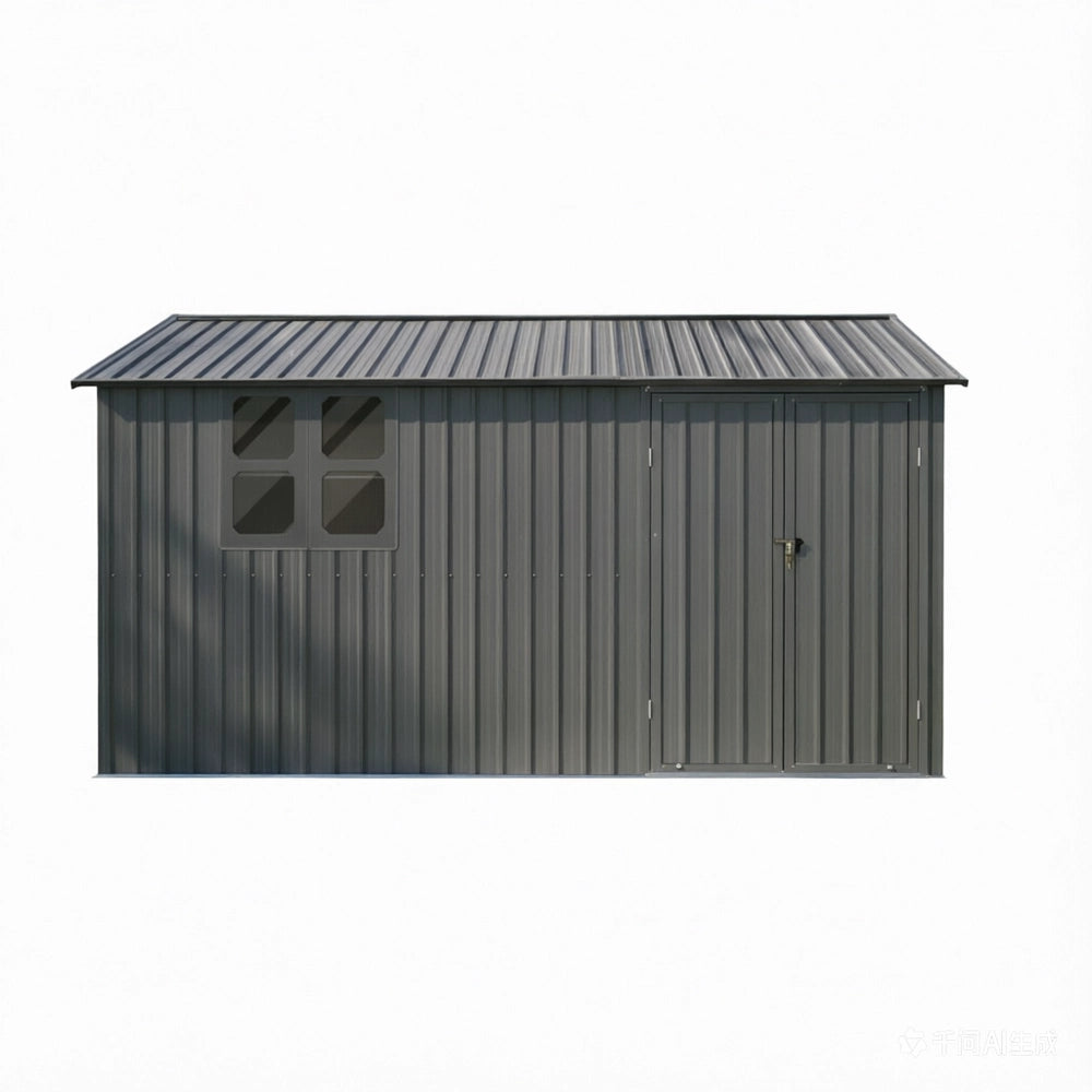 Casetta da Giardino in Metallo con Finestra ¨C MINIMAL ¨C Grigio, 362x285.5 cm