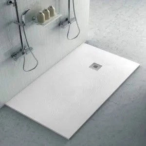 Piatto doccia filo pavimento Karen 80x160 in resina bianco pietra