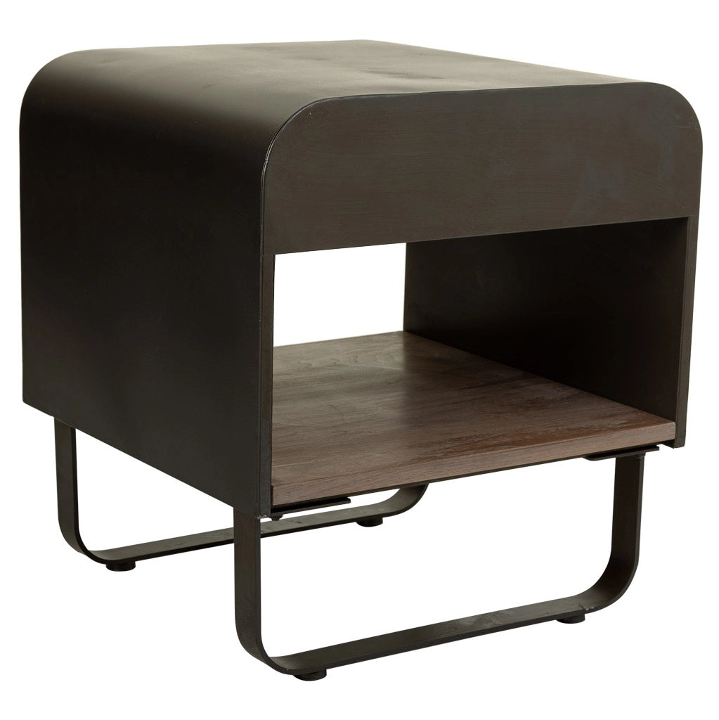 Tavolino in metallo e legno nero 50x52x56h cm
