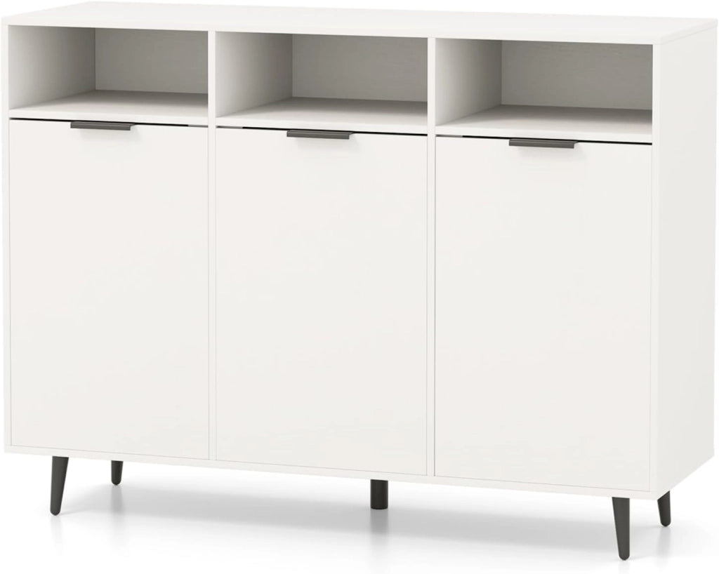 Armadietto da cucina a buffet, credenza da cucina con ripiani regolabili a 5 scomparti, con 3 scomparti aperti e ante multiuso, per sala da pranzo e soggiorno