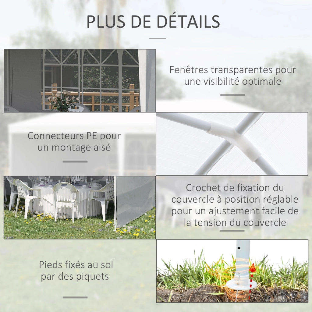 Tenda da giardino per feste e matrimoni ¨C zephmum ¨C 6x3m bianco con finestre