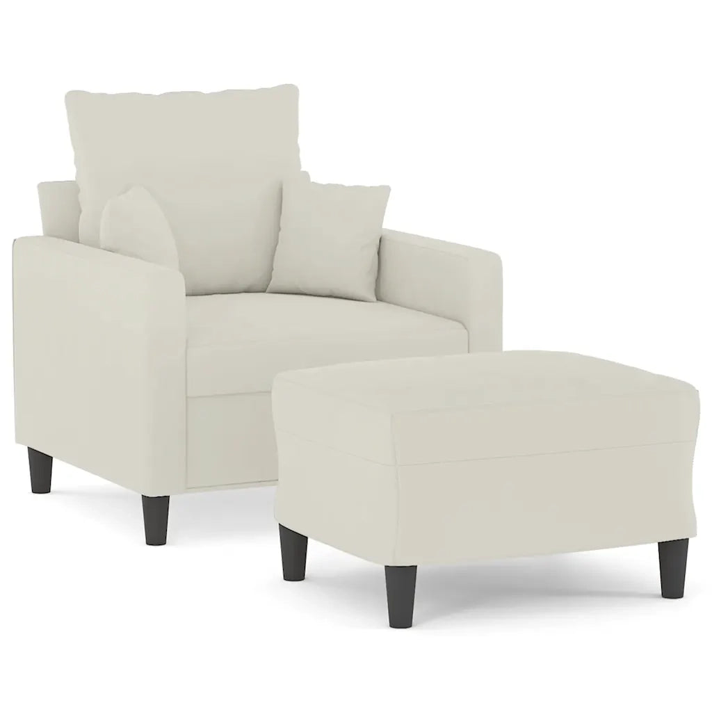 Poltrona | Sedia Relax con Poggiapiedi Crema 60 cm in Velluto