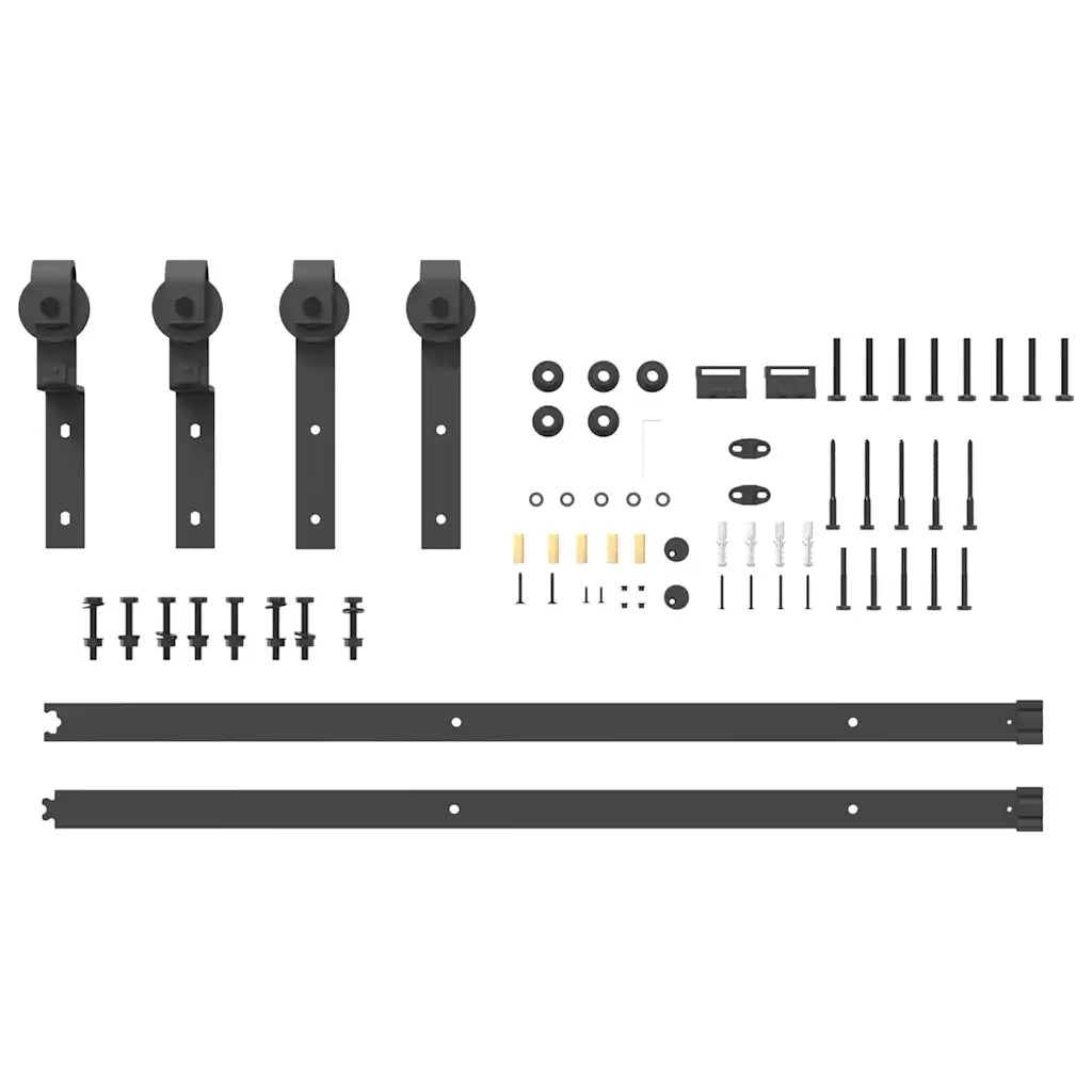 Kit di Binari per Porte Scorrevoli 200 cm Acciaio Nero CFW3958058