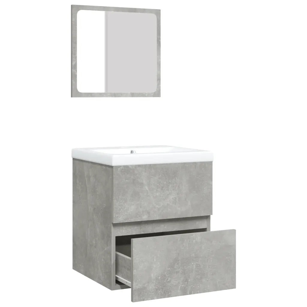 Mobile da Bagno con Lavabo e Specchio-Armadietto da bagno con Lavandino Grigio Cemento