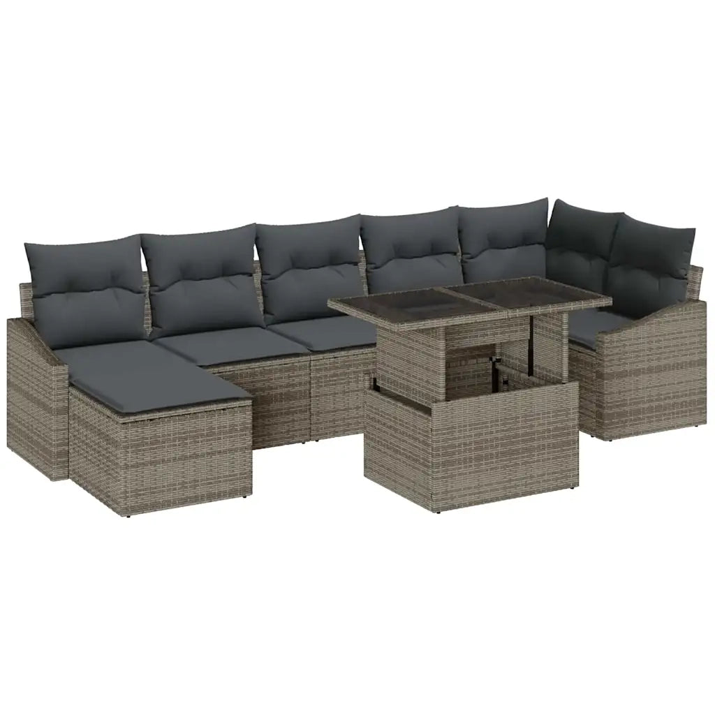 Set Divano da Giardino con cuscino 8 pcs Grigio 3357782