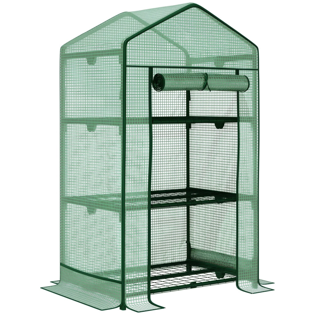 Mini serra da coltivazione con copertura in plastica e 3 ripiani ¨C zephmum ¨C 3 piani