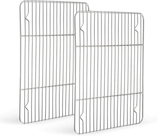 Bakrooster in Acciaio Inossidabile - Sicuro per la Cucina - Set a 2 pezzi - 38,5 x 28 x 2 cm