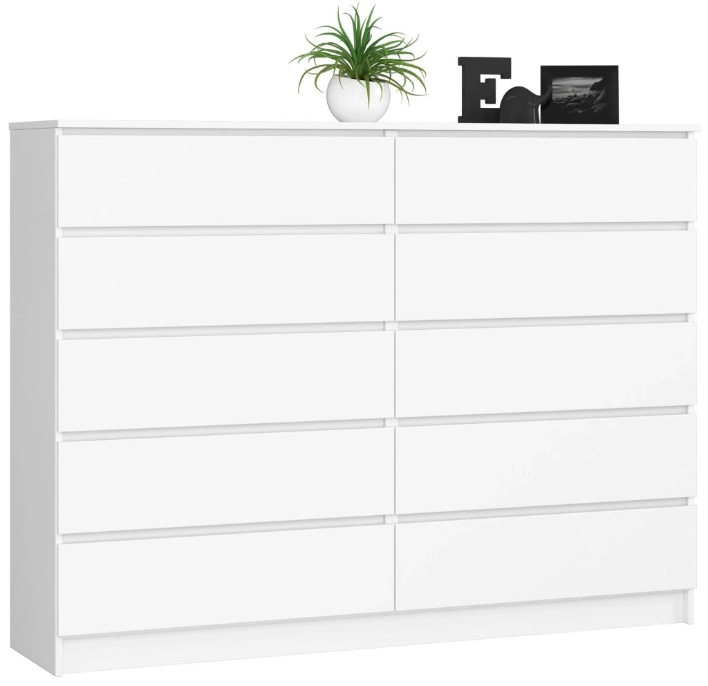 Cassettiera AKORD K160 Bianca 160 cm 10 cassetti 160x40x121 cm