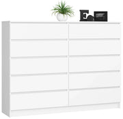 Cassettiera AKORD K160 Bianca 160 cm 10 cassetti 160x40x121 cm