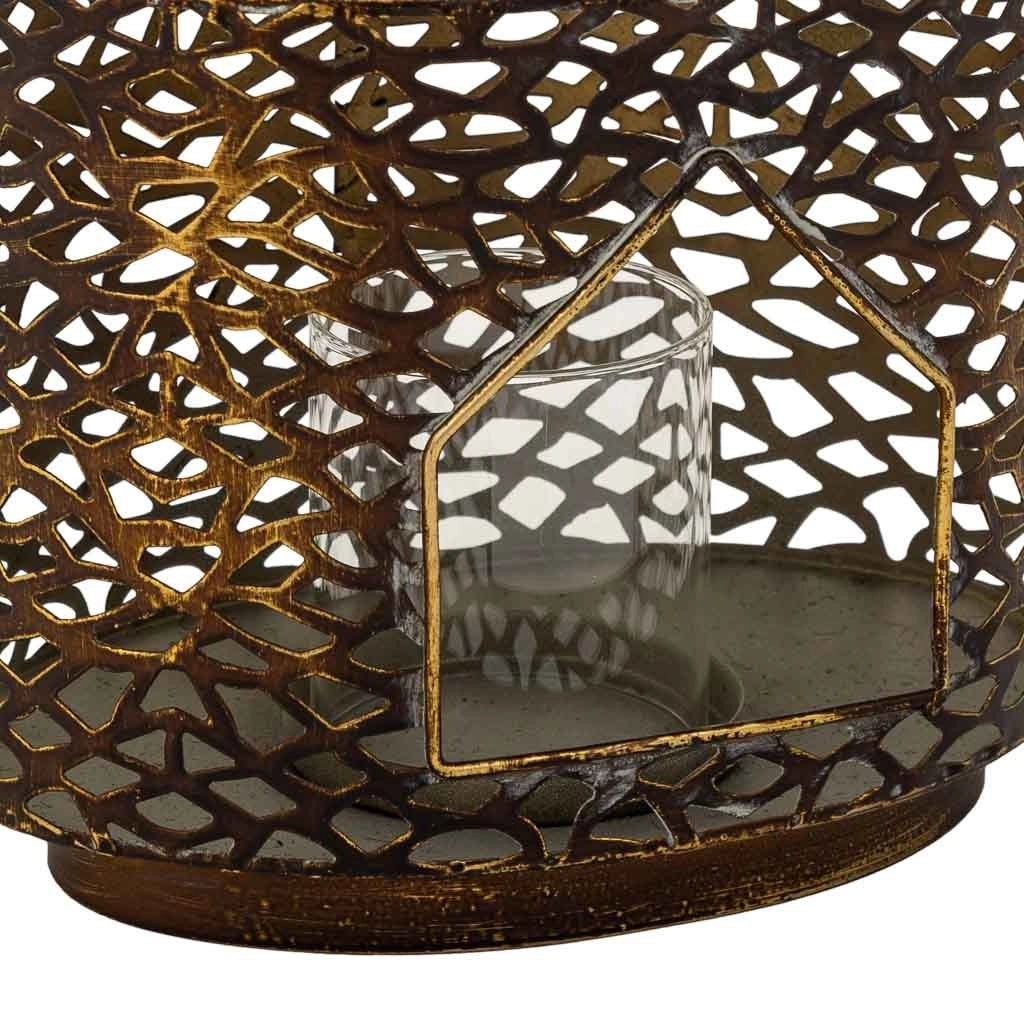 Portacandele in metallo marrone 21,5x13,5x26h cm