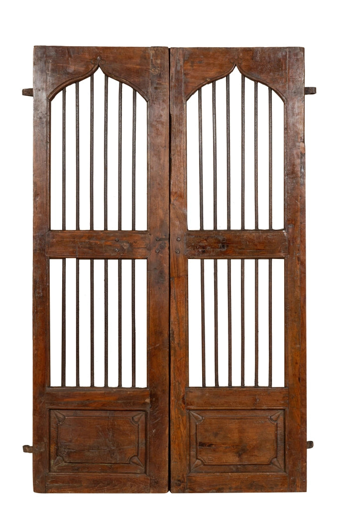 Biscottini Porta portone in legno massello e ferro da interno o da esterno vecchia e antica medievale