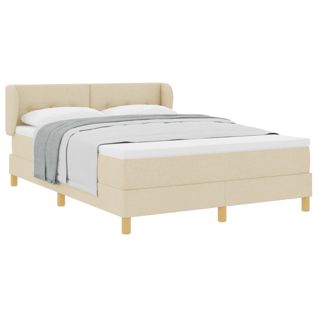 Letto Box Spring  con Materasso Crema 140x190 cm in Tessuto