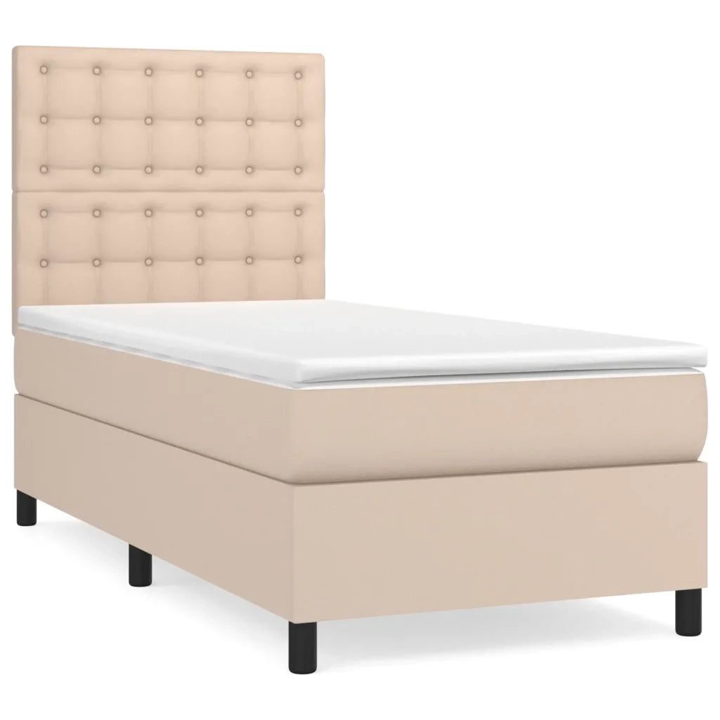 Giroletto a Molle con Materasso Cappuccino 90x200 cm Similpelle 3142826