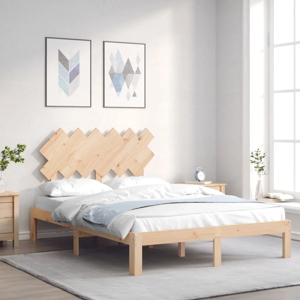 Letto matrimoniale | Letto per adulti | Giroletto con Testiera Small Double in Legno Massello
