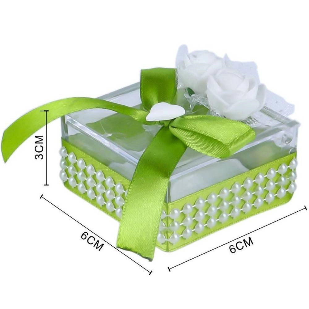 Trade Shop - Set 12 Pezzi Bomboniera Bomboniere Cofanetto Plastica Verde Invito Portaconfetti -