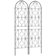 Support per Piante Rampicanti con Motivo, Set di 2 Tralicci da Giardino per Viti, Fiori, Verdure, in Metallo, 50 x 180 cm, Nero