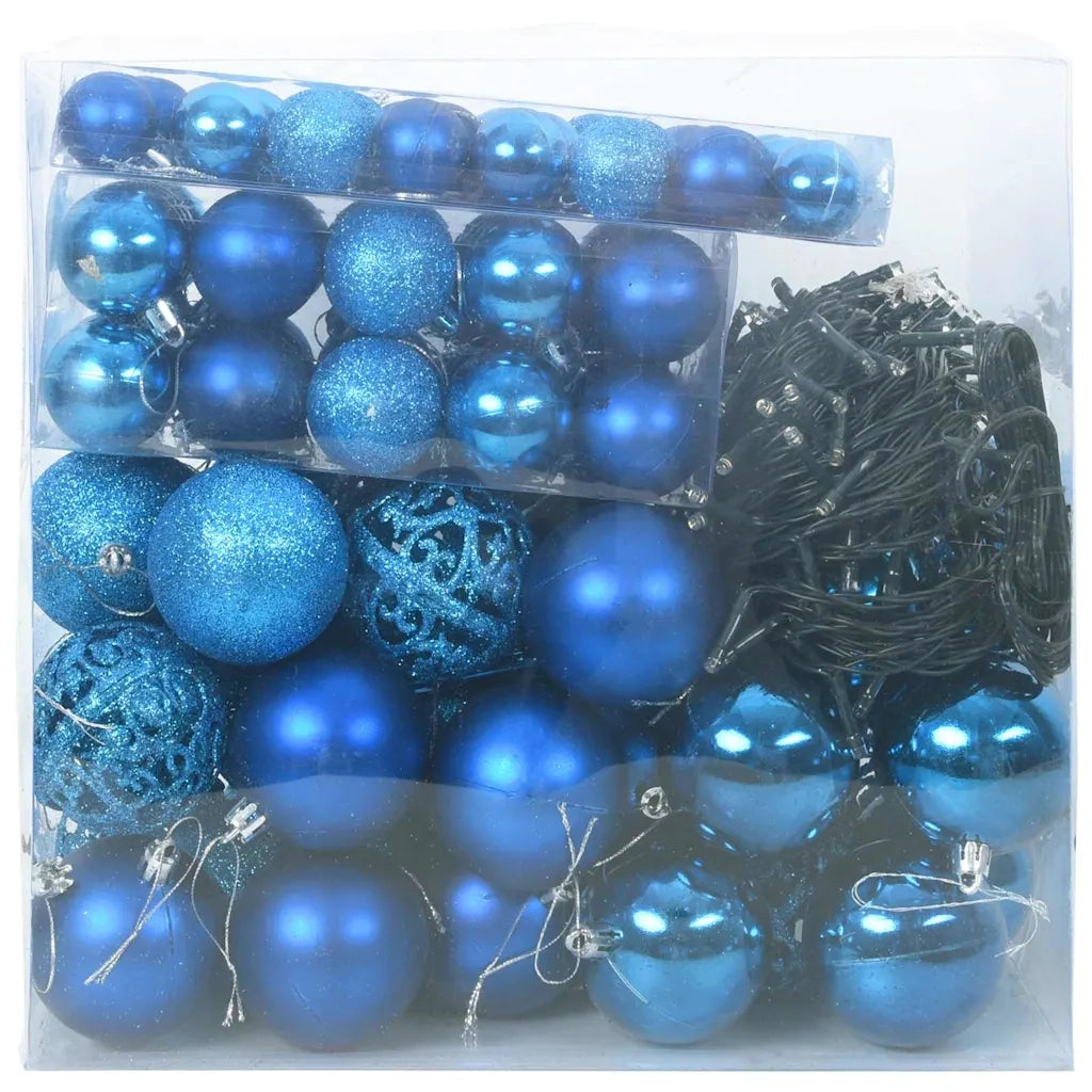 Set di Palle di Natale con 300 LED 120 pz-Decorazioni natalizie Blu Plastica