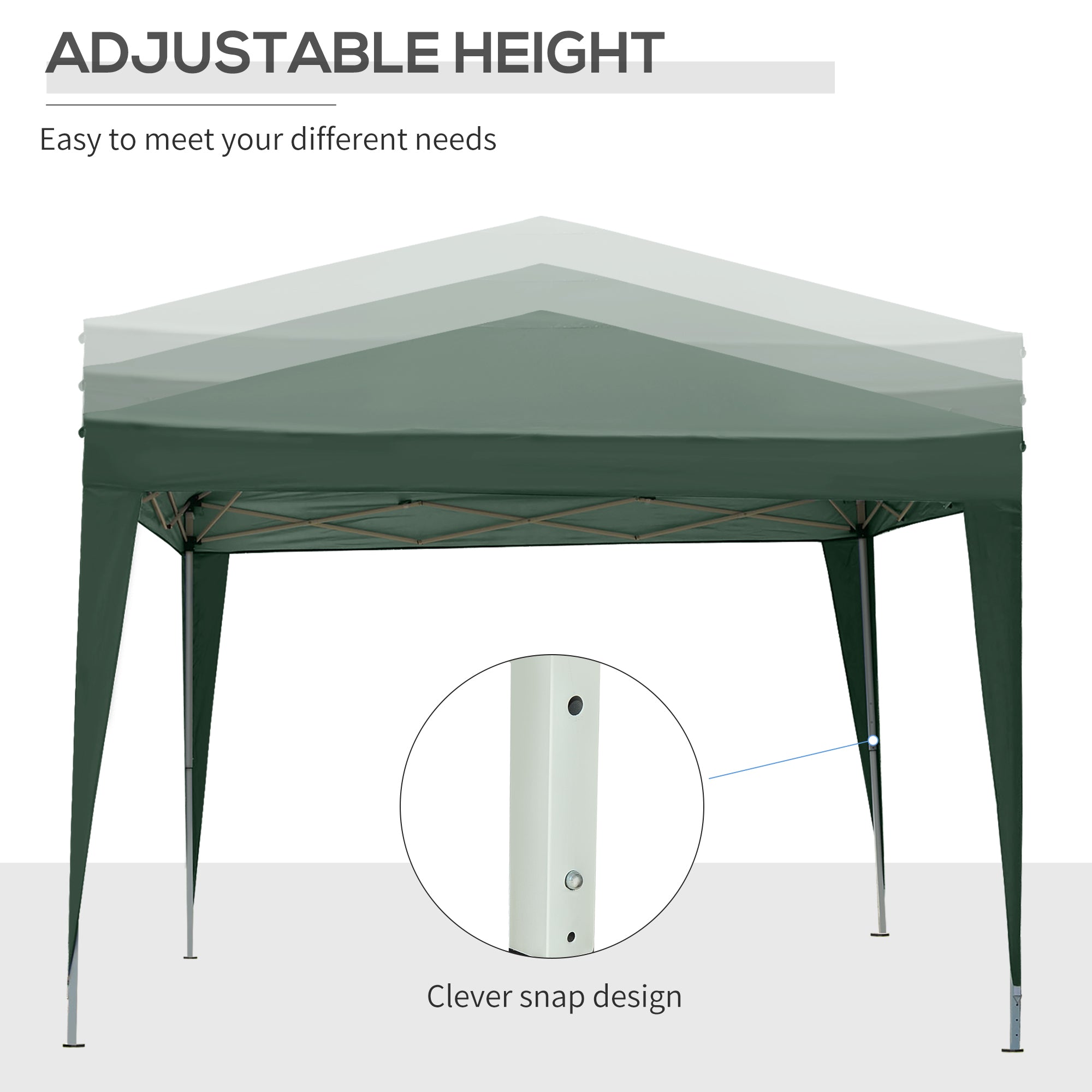 Gazebo Pieghevole 3x3m in Acciaio e tessuto Oxford Verde