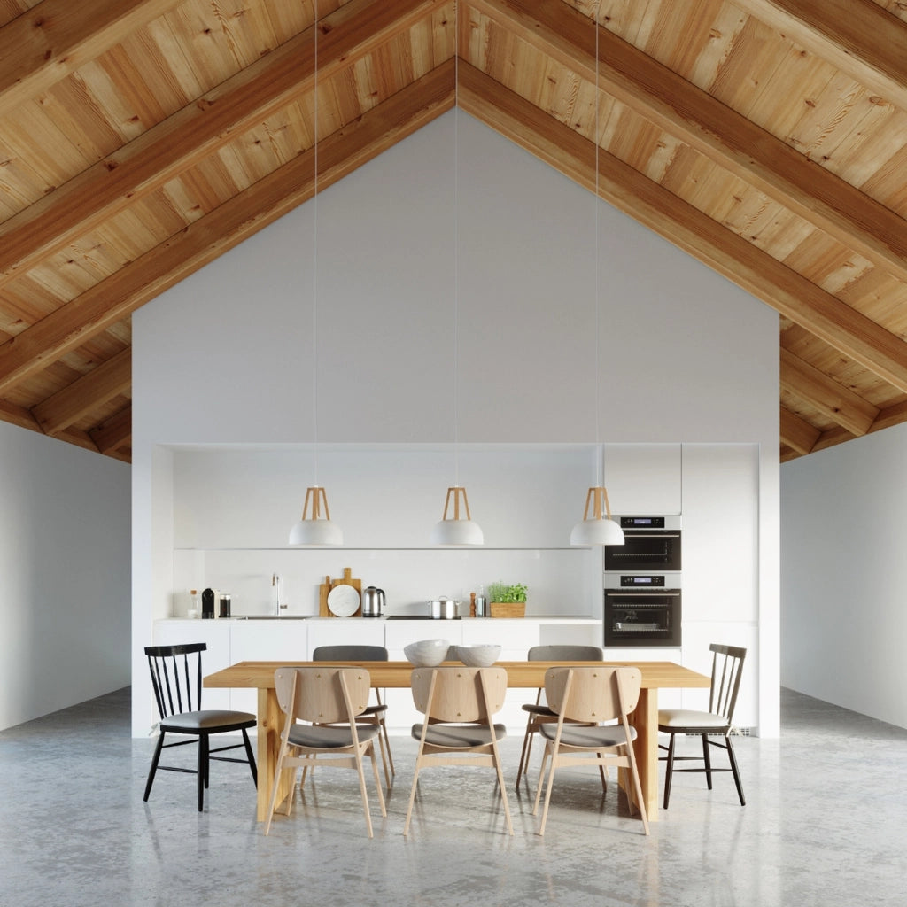 Lampada a sospensione KUPOLA bianca/legno Pure Lume