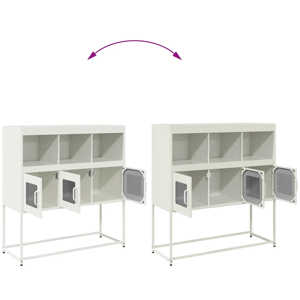 Credenza Bianca 100,5x39x107 cm in Acciaio Laminato a Freddo 853421