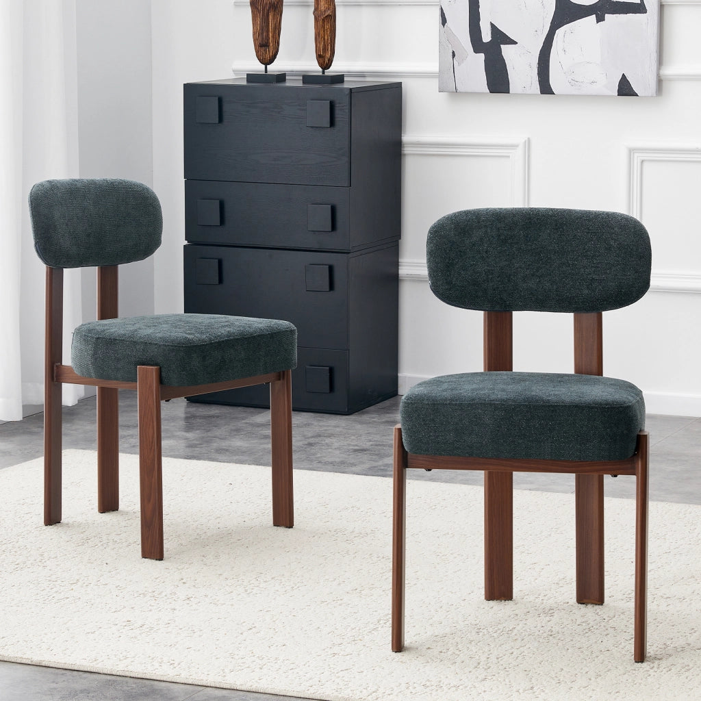Set 2 Sedie da Pranzo Imbottite ¨C MINIMAL ¨C Tessuto Lino, Schienale Curvo, Stile Moderno Retr¨°