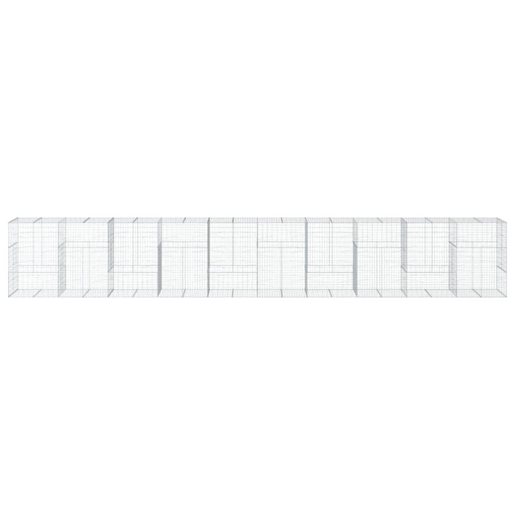 Gabbione recinto a gabbia muro di contenimento con coperchio 1000 x 100 x 150 cm ferro zincato argento 02_0040112