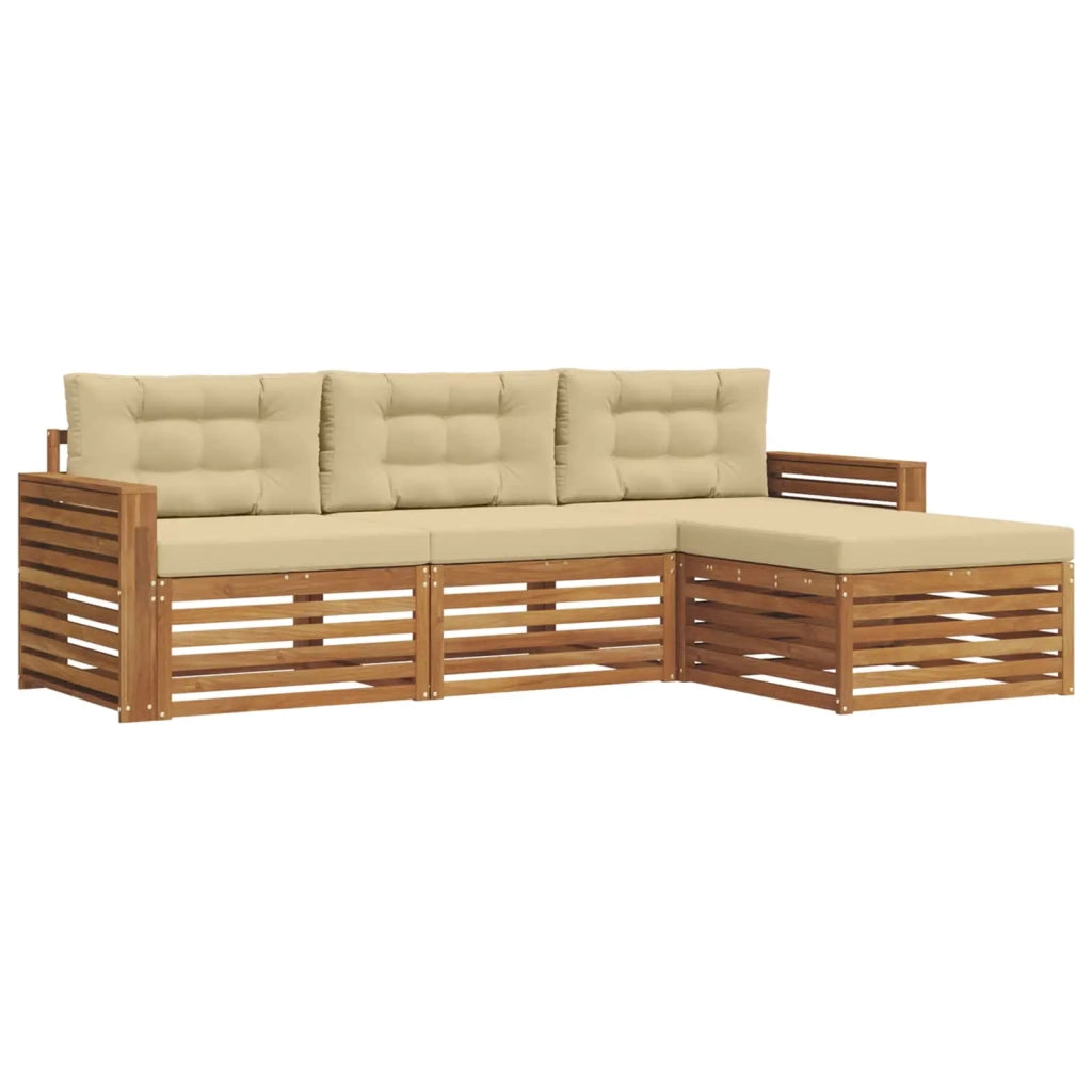 Set di divani da esterno Naturale e Beige 257,5 x 162,5 x 73 cm