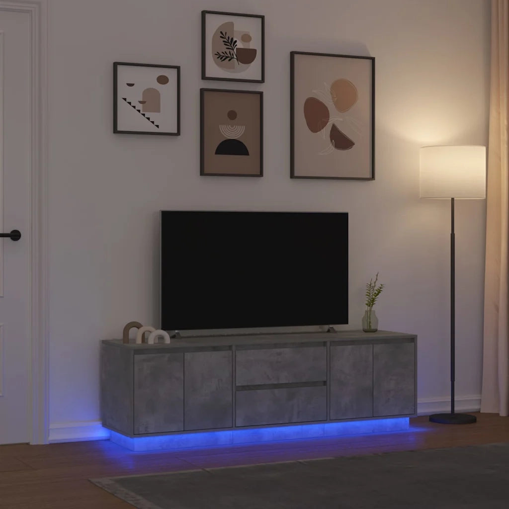 Mobile Porta TV con Luci LED Grigio Cemento 160,5x41x50 cm 3328429