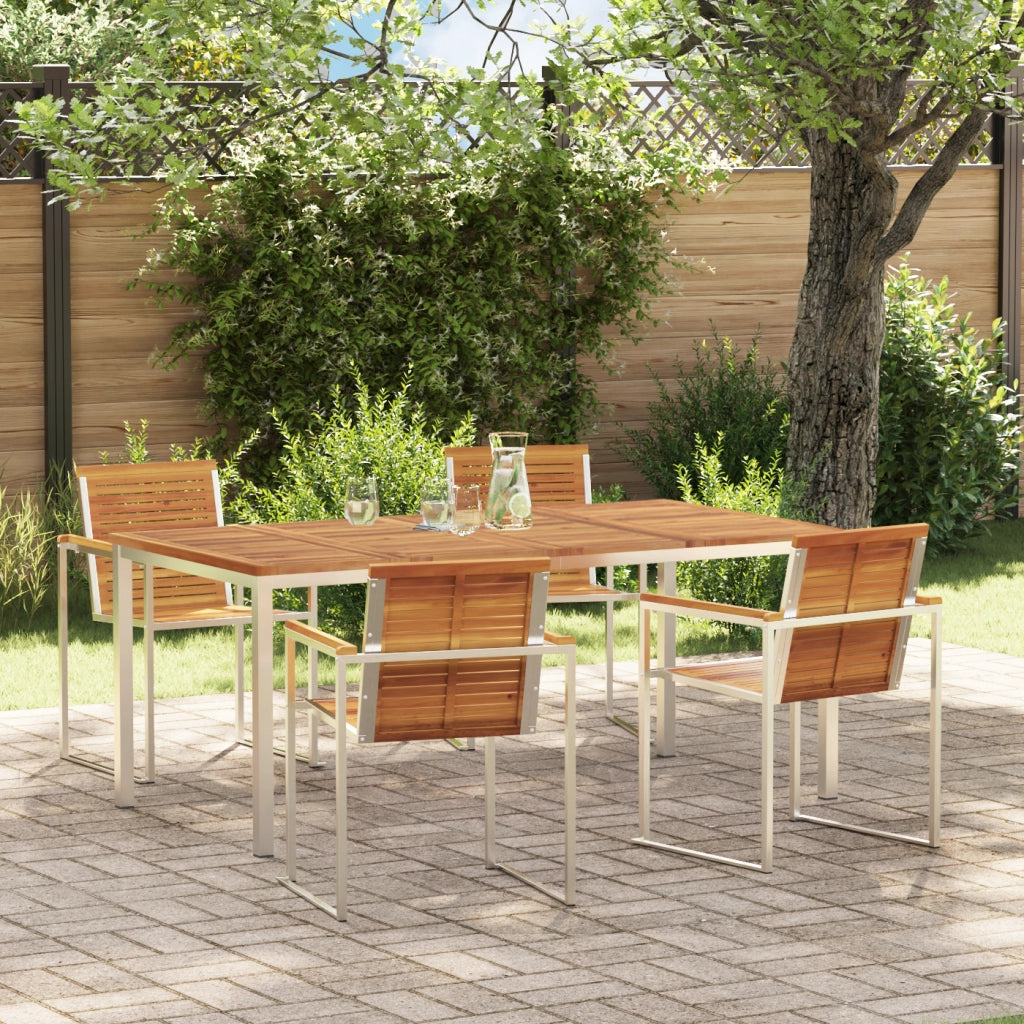 Set da Pranzo da Giardino  5 Pezzi in Legno Massello di Acacia