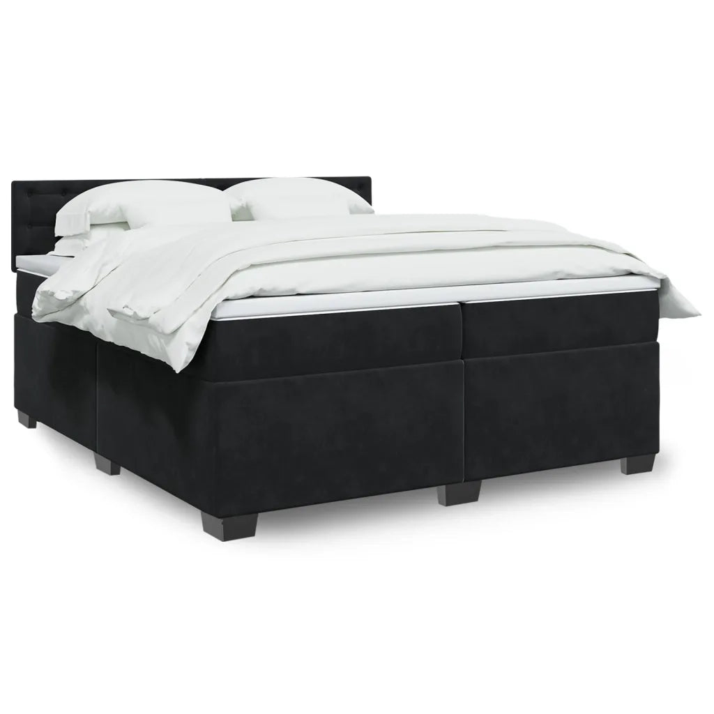Giroletto a Molle con Materasso Nero 200x200 cm in Velluto 3286416