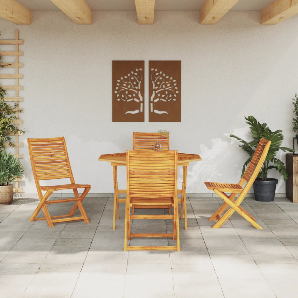 Set da pranzo da giardino 5 pezzi in legno massello di acacia