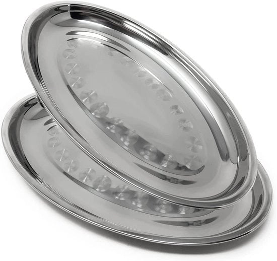 Dienbladen eleganti - Set da 2 - Acciaio inossidabile - 40 x 22,5 cm
