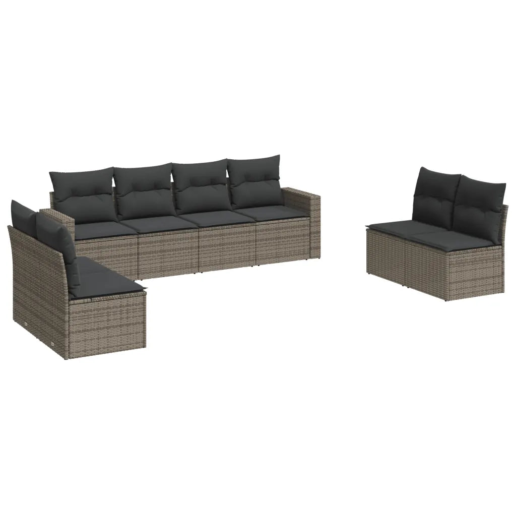Set Divano da Giardino 8 pz con Cuscini Grigio in Polyrattancod mxl 87543