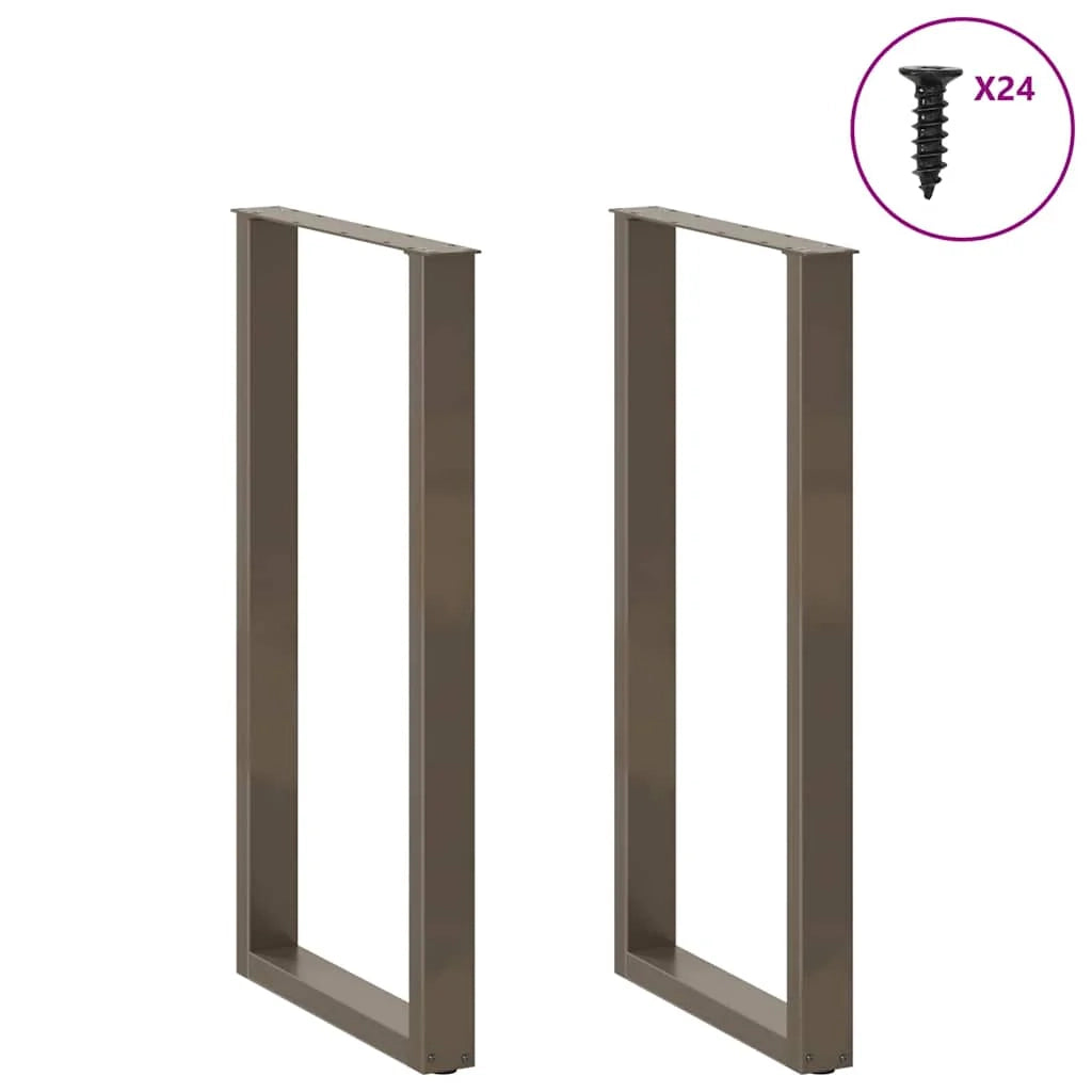 Set di 2 gambe per tavolo da bar a forma di U 60 x 110 cm robuste e moderne con piedini livellatori finitura acciaio naturale 02_0057491