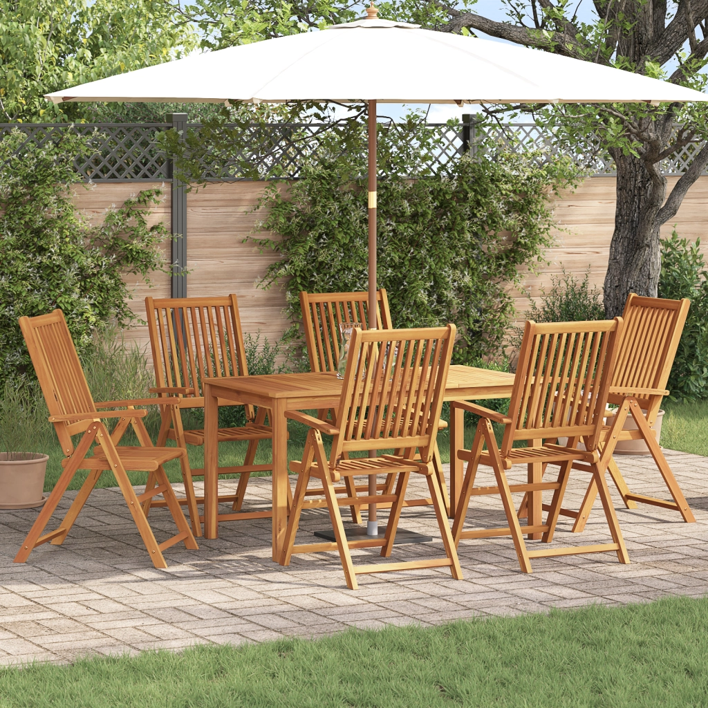 Set da Pranzo per Giardino da 7 Pezzi in Legno Massello di Acacia