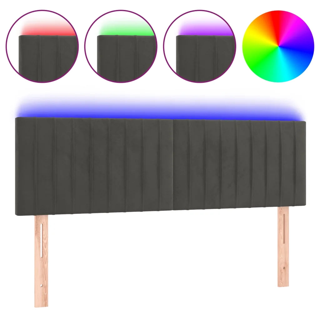 Testiera a LED Grigio Scuro 144x5x78/88 cm in Velluto 3121899