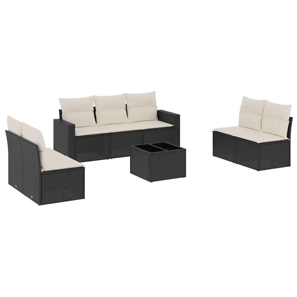 Set Divani da Giardino con Cuscini 8 pz Nero in Polyrattan 3251173