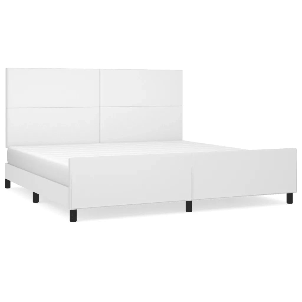 Giroletto con Testiera-Struttura Letto con testiera Bianco 200x200 cm in Similpelle 898941