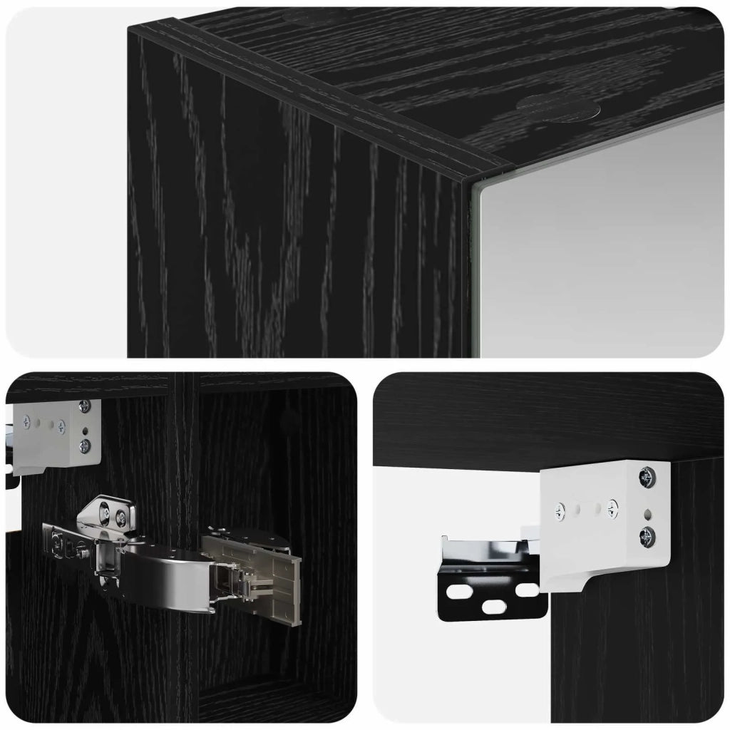 Mobiletto per specchio da bagno Rovere Nero 60 x 14,5 x 70 cm 889064