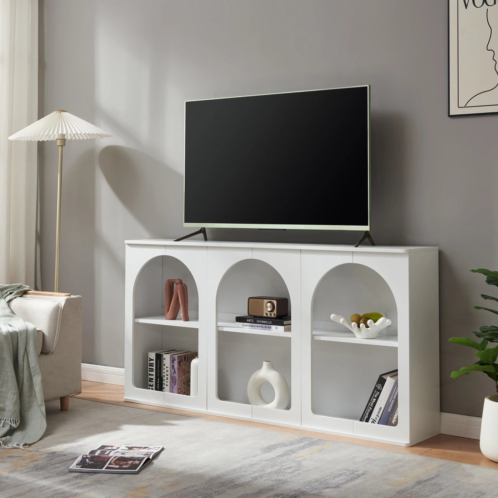 Credenza Trorhun Mobile Contenitore con Ripiano 160x30x80 cm - Bianco [en.casa]