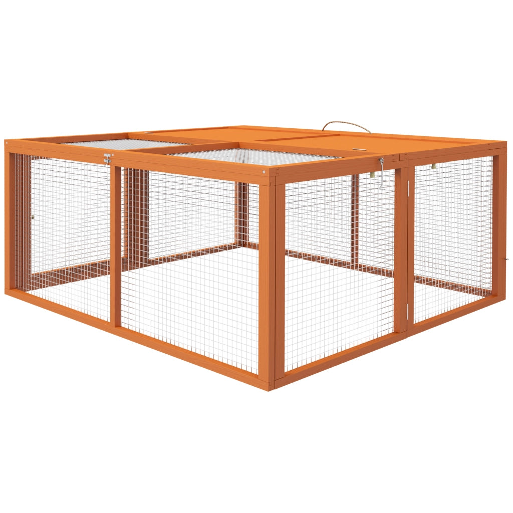 Conigliera da Esterno Pieghevole per Roditori ¨C zephmum ¨C Legno e Acciaio, 110x105x50 cm, Arancione
