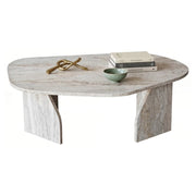 Lozza, Tavolino da Salotto Forma Ovale, 100x60x35h cm Bianco Marmo